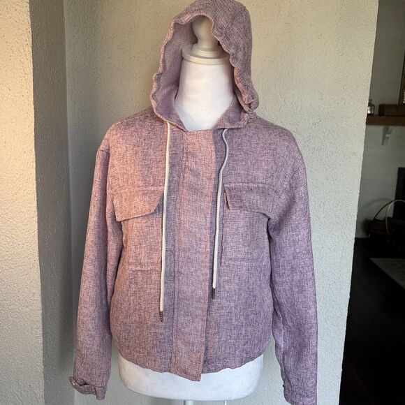 Avec Les Filles Anthropologie Pink Military Zip Up/button Up Jacket Size XS - Picture 2 of 11